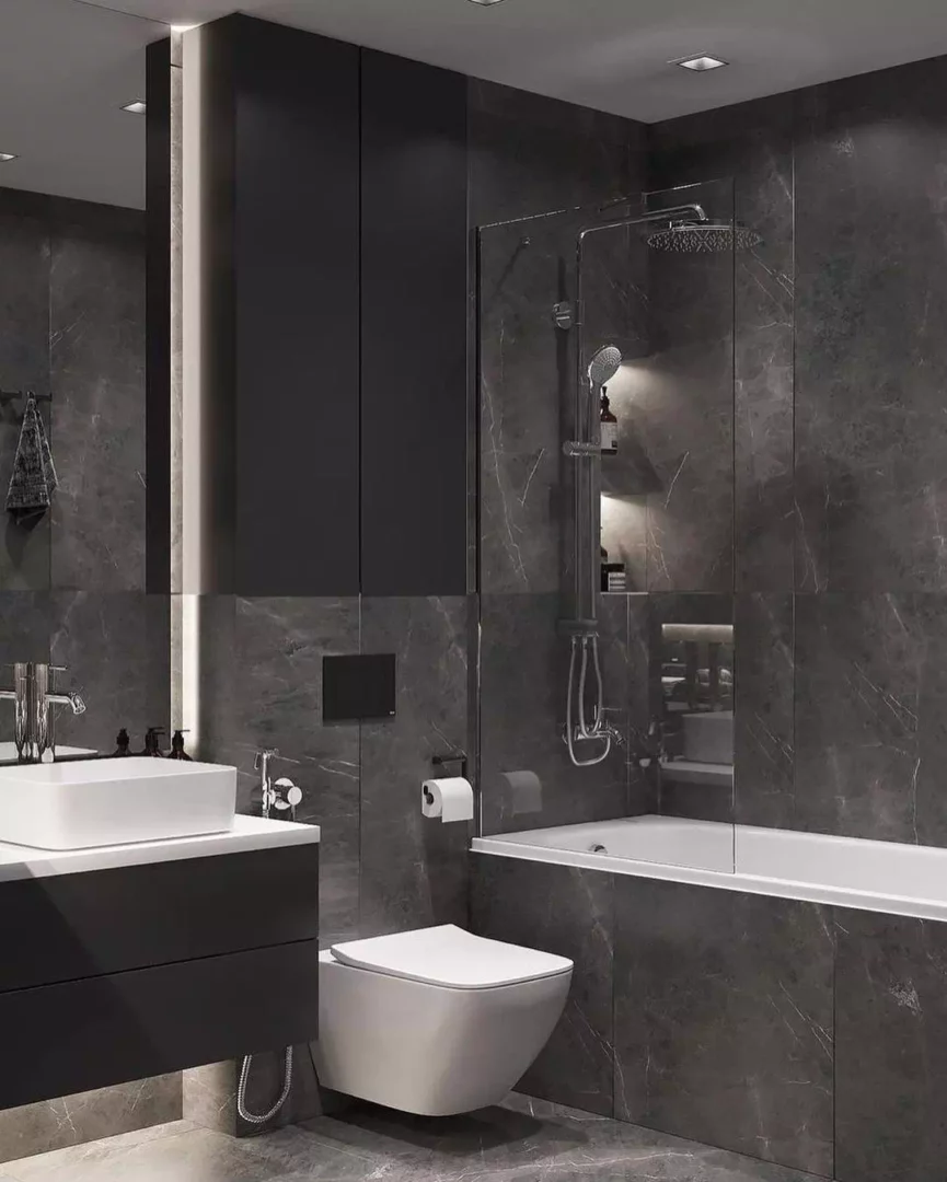 Отделка ванной комнаты в чёрном цвете: как создать гармоничный дизайн